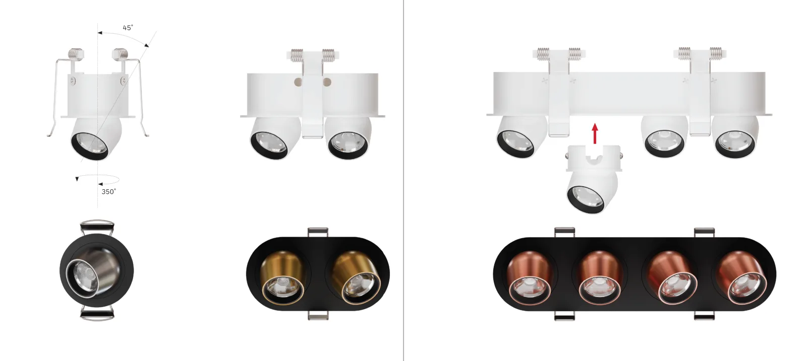 ORBI recessed downlight series with single, twin and multi-head configurations