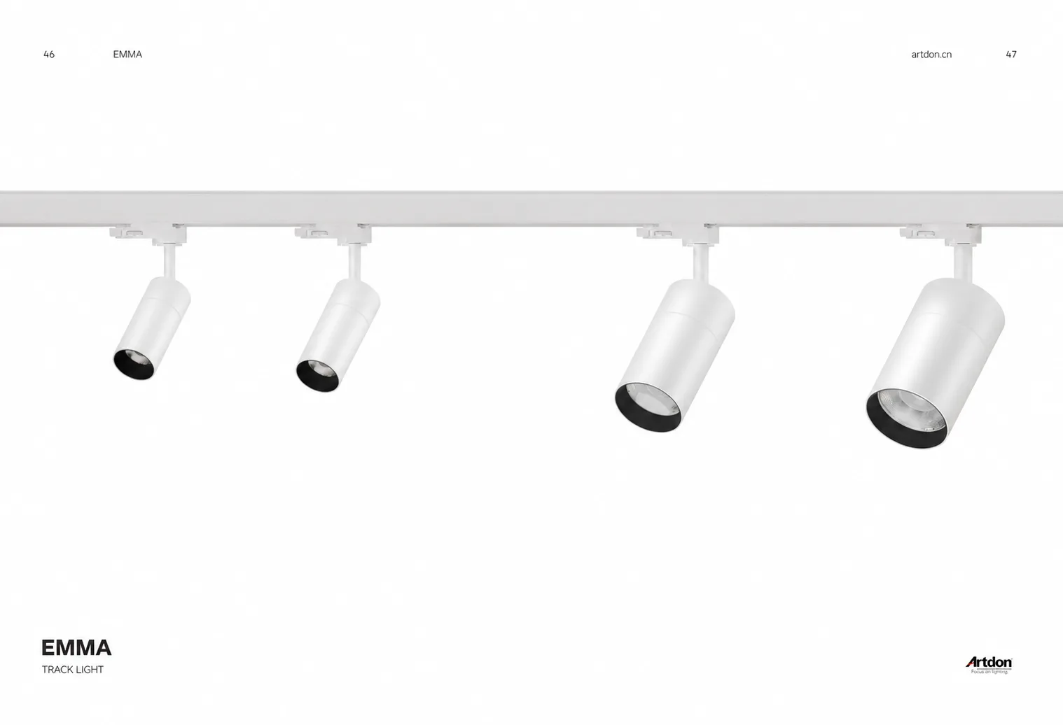 Compact architectural track light for retail, hospitality and commercial interiors