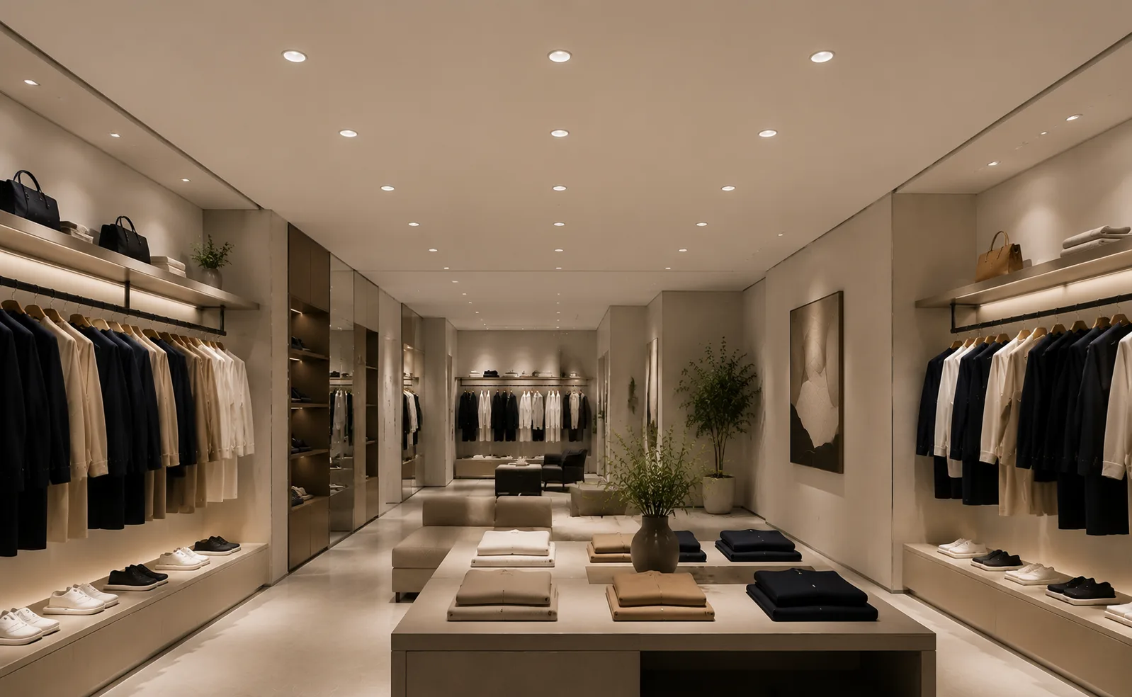 02 Integration recessed downlights creating a calm continuous ceiling plane in a luxury retail interior