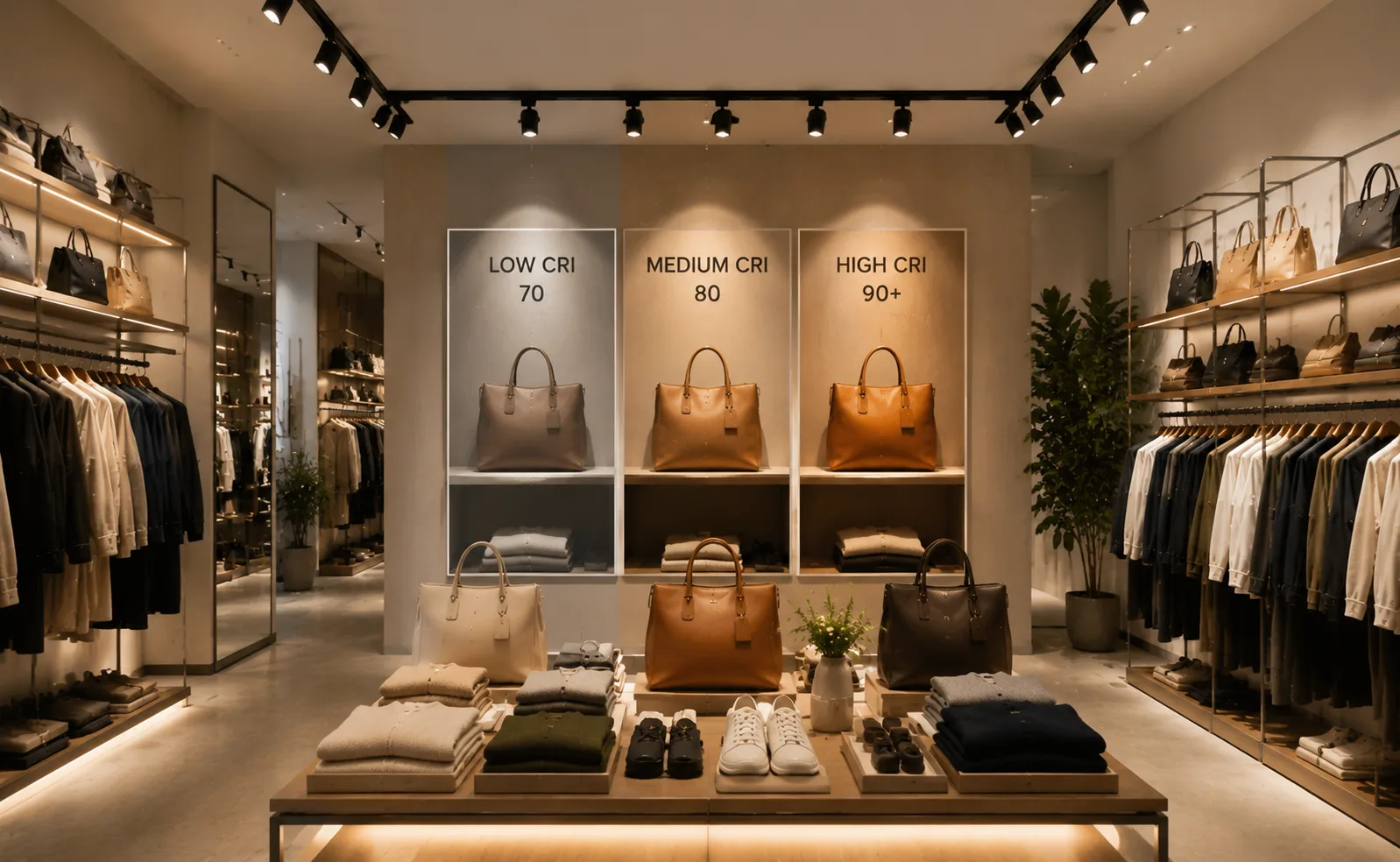 High CRI retail lighting enhancing product colour accuracy