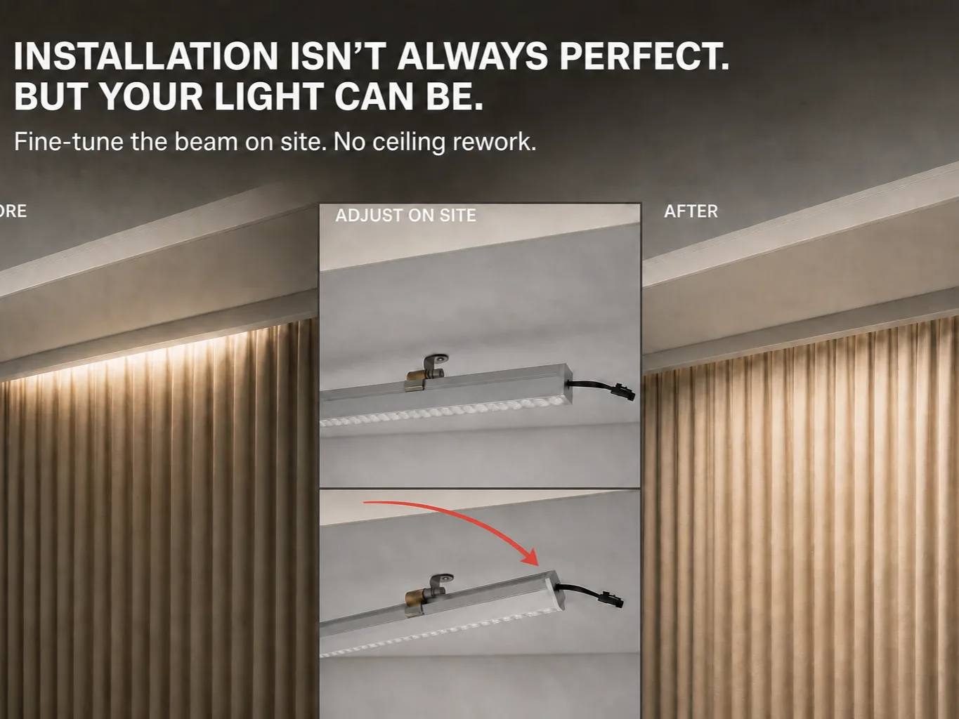 Lumi Adjustable internal optical module before and after on-site adjustment
