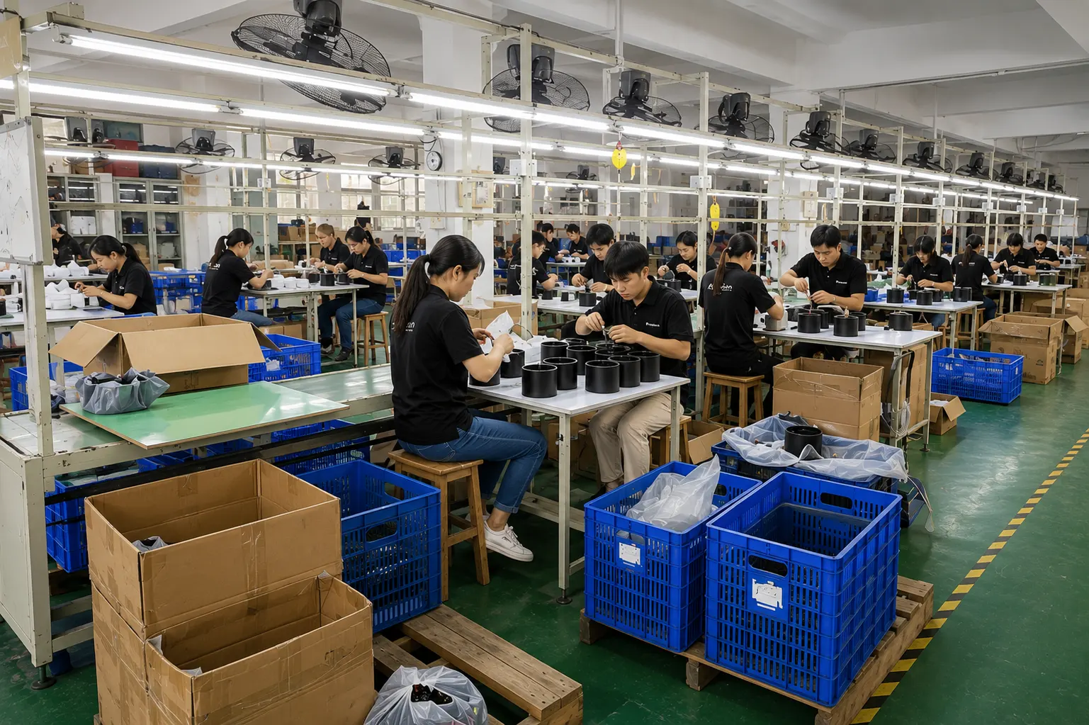 Artdon architectural lighting manufacturing workshop with professional assembly lines and precision production.