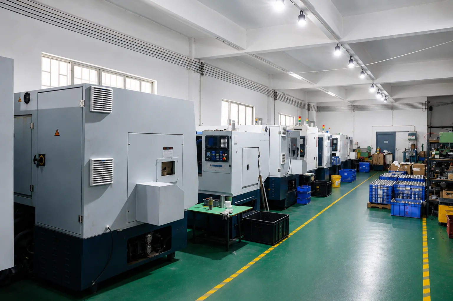 Precision CNC machining workshop for manufacturing architectural lighting components at Artdon Lighting.