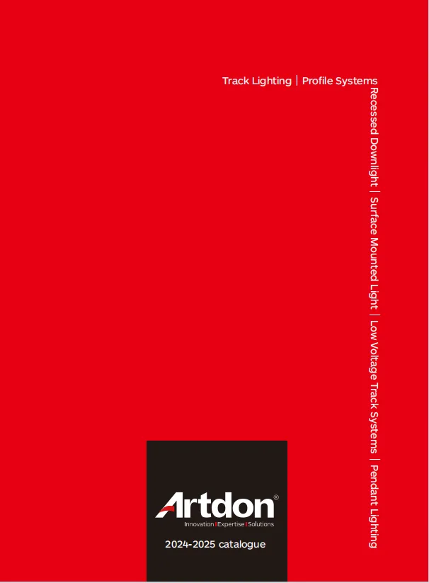 Artdon Product Catalogue 2024–2025 cover featuring architectural lighting products and commercial lighting