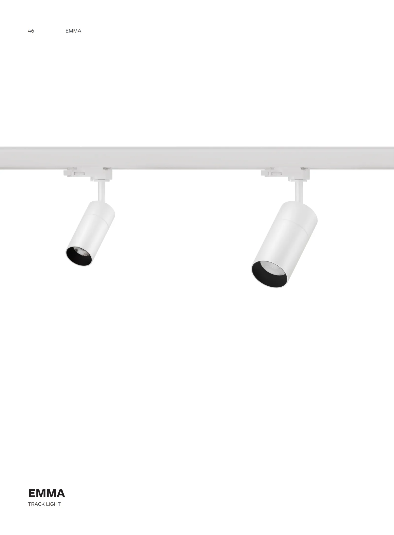 EMMA compact architectural track lighting catalogue cover for retail, hospitality and commercial lighting projects.