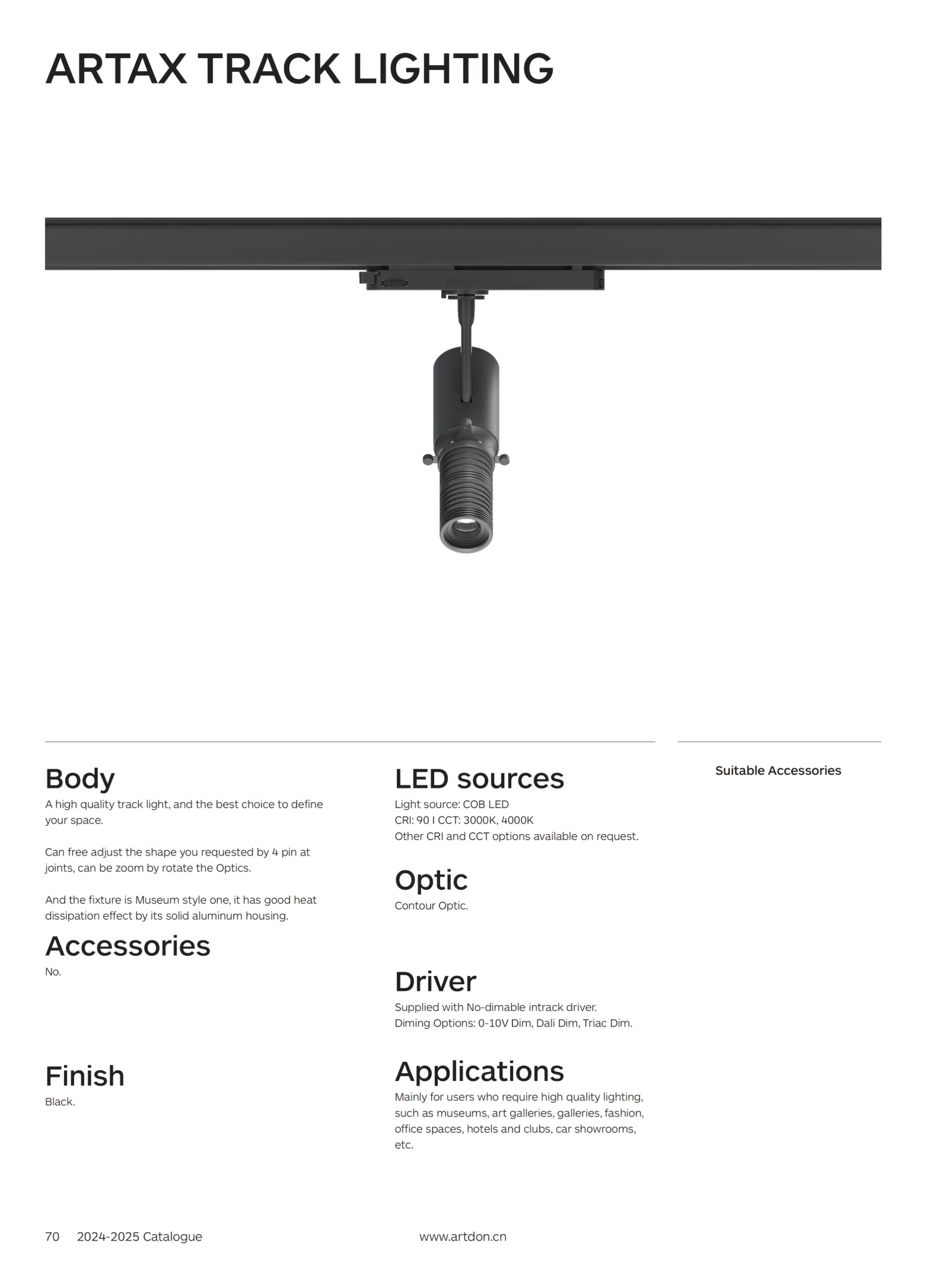 ARTAX projection track lighting catalogue cover for museums, galleries, exhibitions and cultural lighting projects.