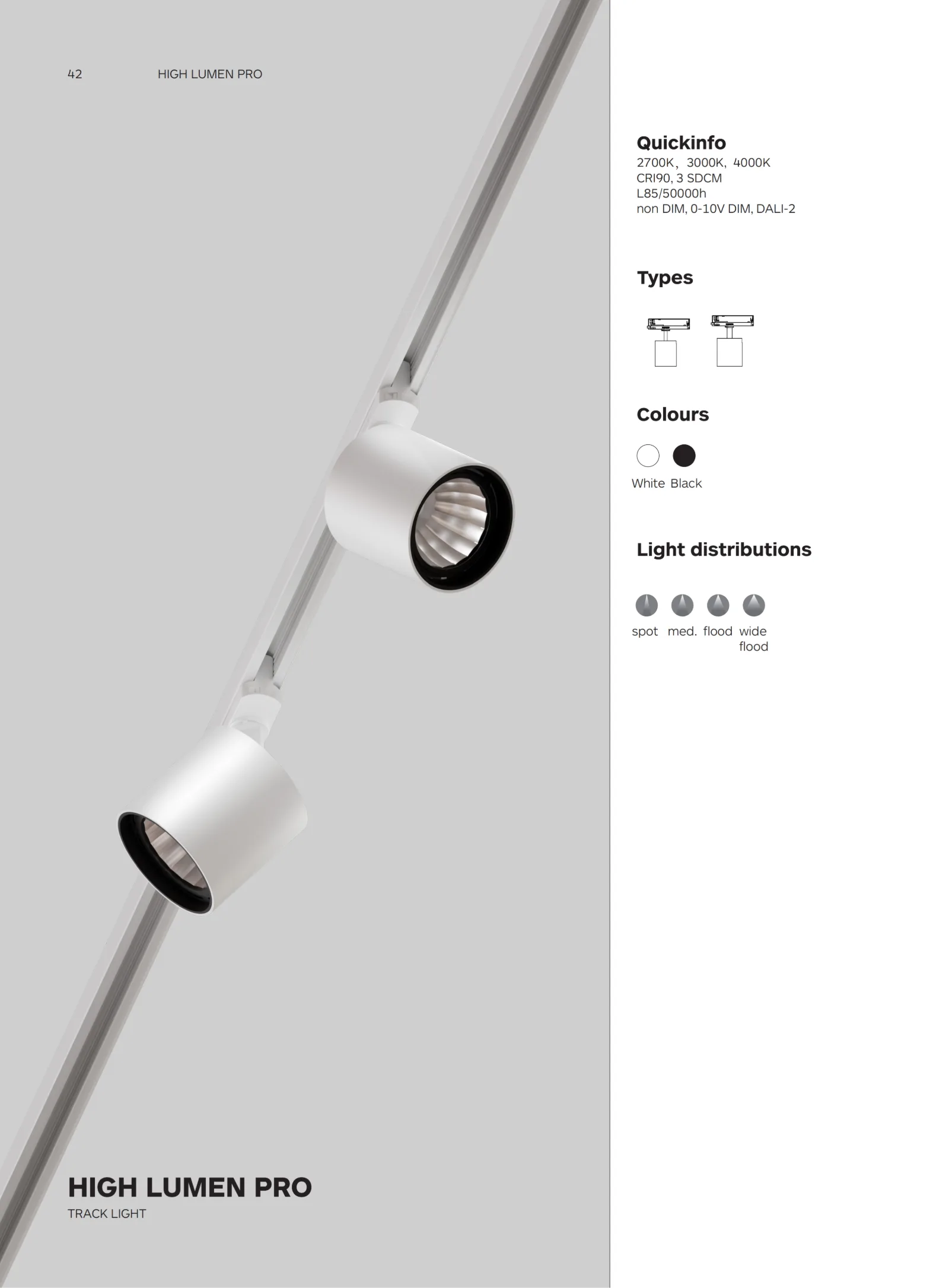 HIGH LUMEN PRO high-output track lighting catalogue cover for airports, shopping malls and large commercial spaces.