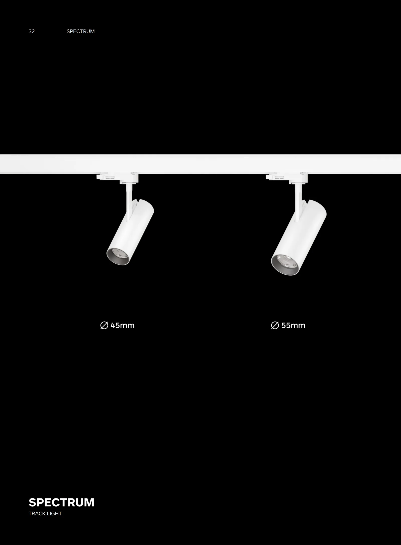 SPECTRUM modular track lighting catalogue cover for retail, museums and commercial lighting projects.