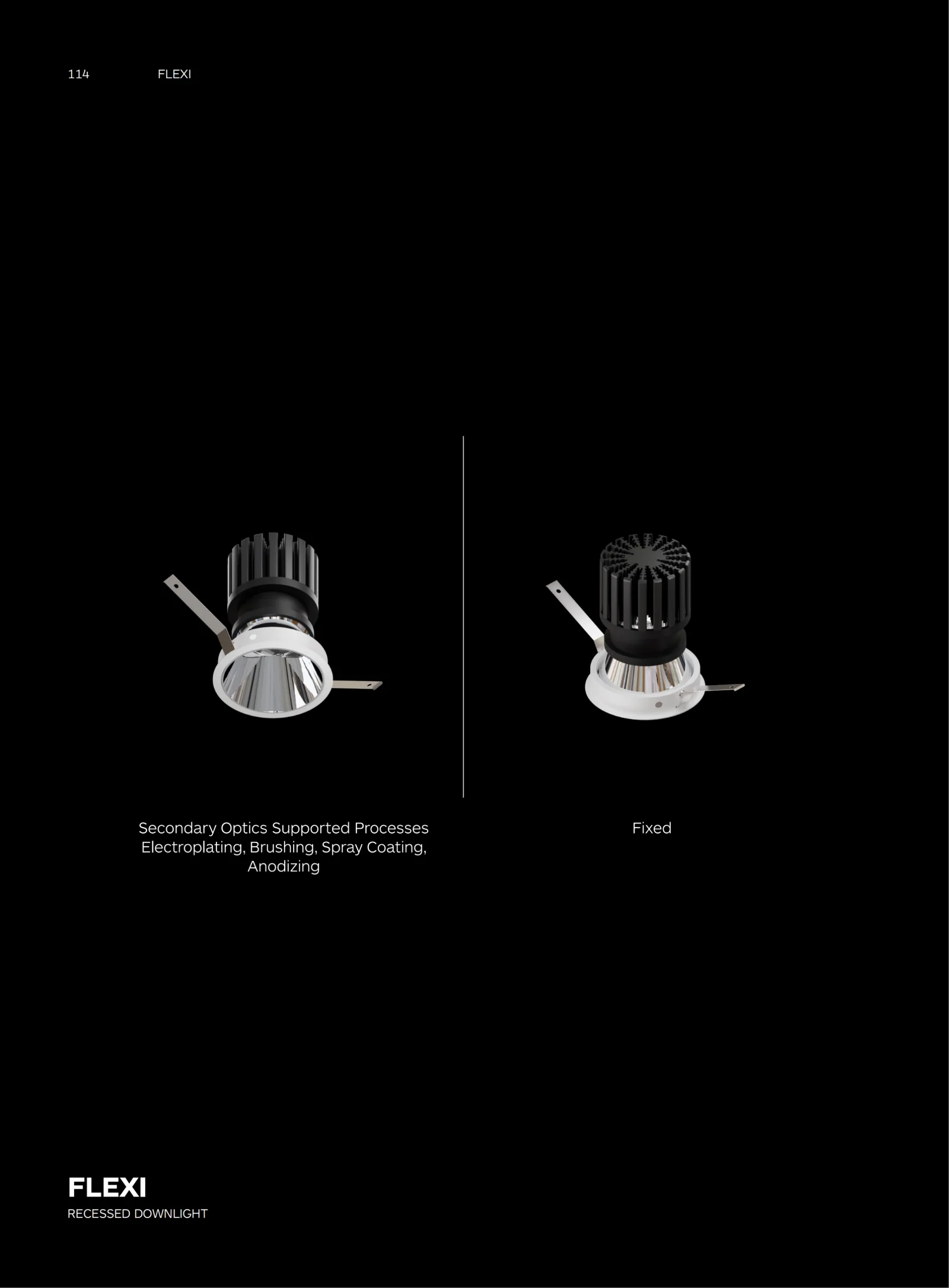 FLEXI modular recessed downlight catalogue cover for hotels, offices and commercial lighting projects.
