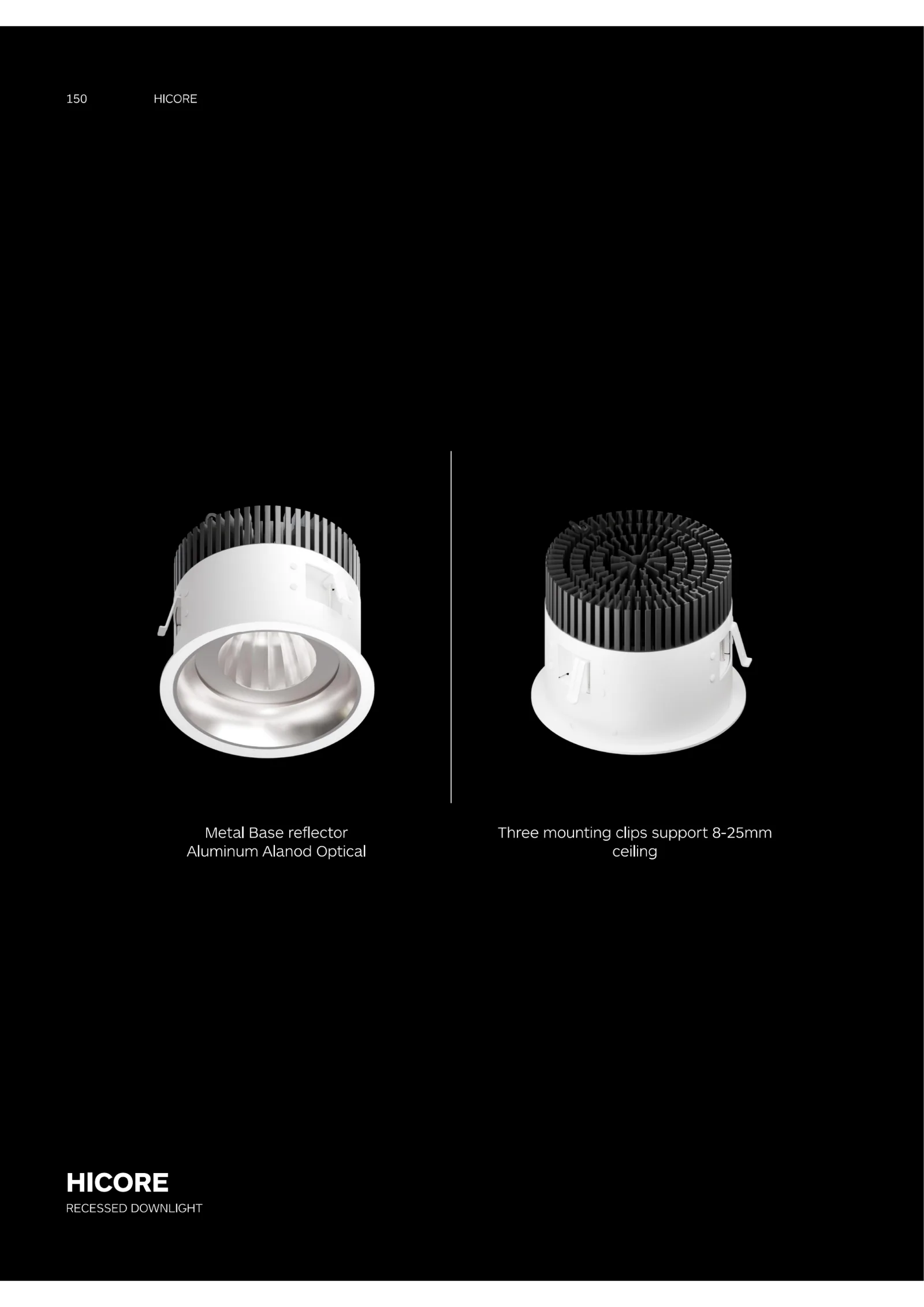 HICORE high-power recessed downlight catalogue cover for airports, public buildings and large commercial lighting projects.