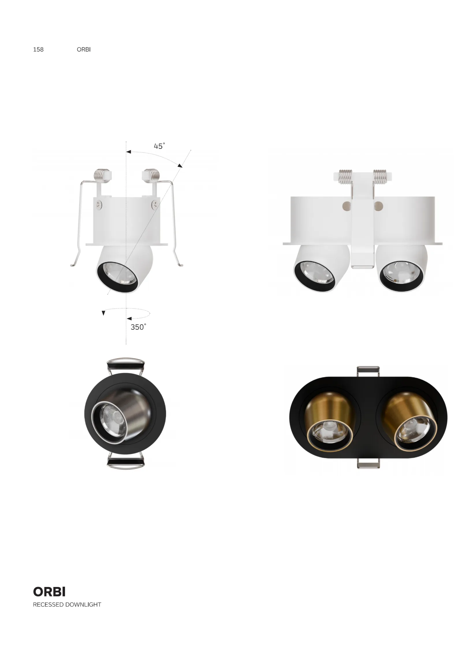 ORBI modular multi-head recessed downlight catalogue cover for retail stores, museums and luxury commercial lighting applications.