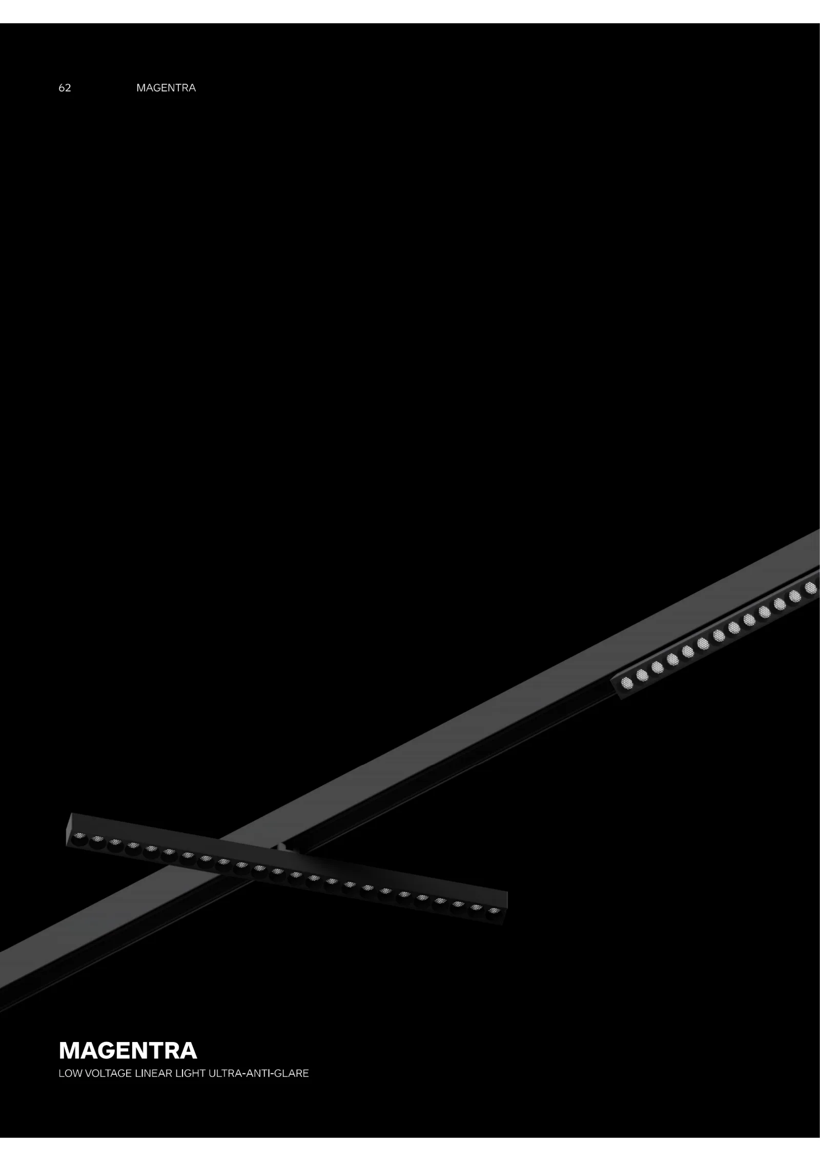 MAGENTRA Magnetic Linear Spotlight Catalogue cover showing high output linear accent lighting design for retail, office, hospitality and commercial projects.