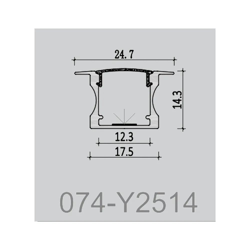 AT2514 / 074-Y2514 recessed aluminium profile dimension drawing