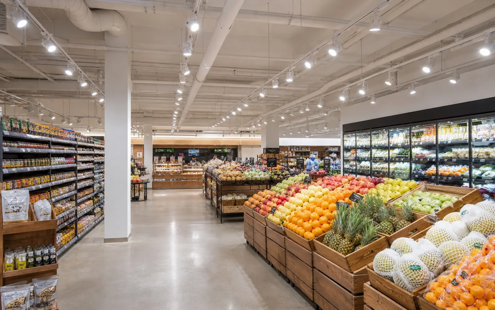 Commercial retail aisle lighting designed for maintained illuminance